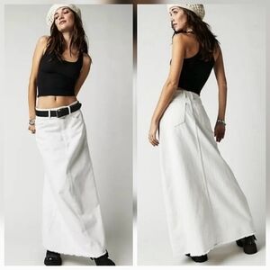 We The Free Come As You Are White Denim Maxi Skirt Boho Western Size 0